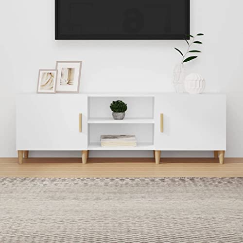 WKIEQACO TV-Schrank, weiß, 150 x 30 x 50 cm, Holzwerkstoff, Entertainment-Center & TV-Ständer von WKIEQACO
