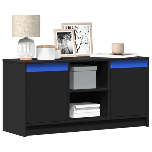 WKIEQACO TV-Schrank mit LED, schwarz, 100 x 34 x 50 cm, Holzwerkstoff, Entertainment-Center & TV-Ständer WKIEQACO TV-Schrank mit LED, schwarz, 100 x 34 x 50 cm, Holzwerkstoff, Entertainment-Center & TV-Ständer von WKIEQACO