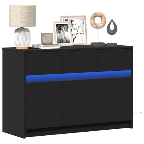WKIEQACO TV-Schrank mit LED, schwarz, 91 x 34 x 61 cm, Holzwerkstoff, Entertainment-Center & TV-Ständer WKIEQACO TV-Schrank mit LED, schwarz, 91 x 34 x 61 cm, Holzwerkstoff, Entertainment-Center & TV-Ständer von WKIEQACO