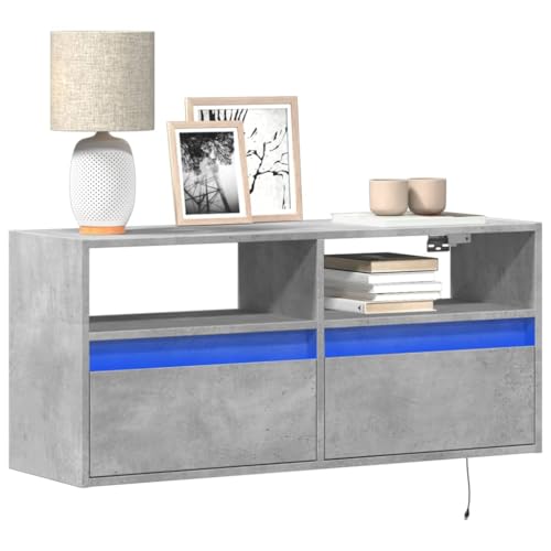 WKIEQACO TV-Wandschrank mit LED-Lichtern, Betongrau, 100 x 31 x 45 cm, Unterhaltungszentren & TV-Ständer WKIEQACO TV-Wandschrank mit LED-Lichtern, Betongrau, 100 x 31 x 45 cm, Unterhaltungszentren & TV-Ständer von WKIEQACO