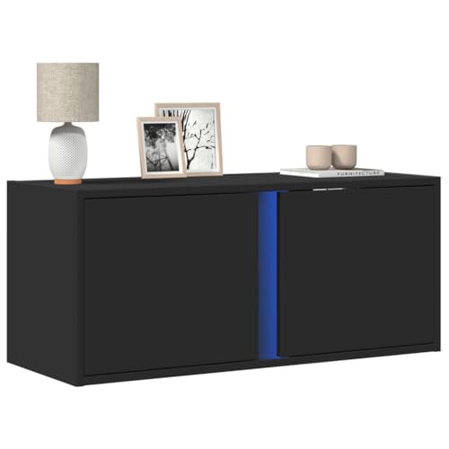 WKIEQACO TV-Wandschrank mit LED-Lichtern, schwarz, 80 x 31 x 35 cm, Unterhaltungszentren und TV-Ständer WKIEQACO TV-Wandschrank mit LED-Lichtern, schwarz, 80 x 31 x 35 cm, Unterhaltungszentren und TV-Ständer von WKIEQACO