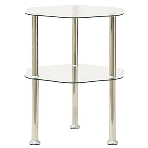 WKIEQACO Tische, Akzenttische, Beistelltische, 2-stöckiger Beistelltisch, transparent, 38 x 38 x 50 cm, gehärtetes Glas WKIEQACO Tische, Akzenttische, Beistelltische, 2-stöckiger Beistelltisch, transparent, 38 x 38 x 50 cm, gehärtetes Glas von WKIEQACO