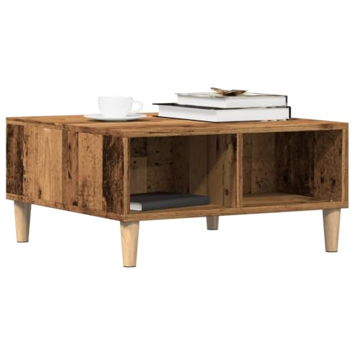WKIEQACO Tische, Akzenttische, Couchtische, Couchtisch, altes Holz, 60 x 60 x 30 cm, Holzwerkstoff von WKIEQACO