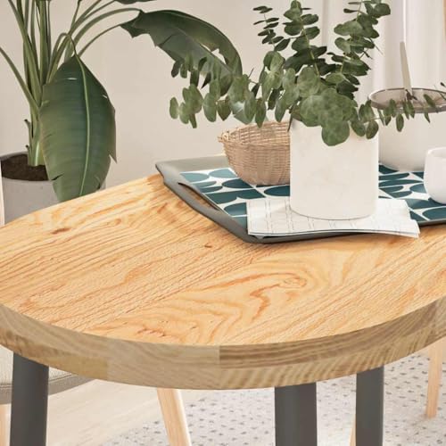 WKIEQACO Tischplatte 100x50x4cm Massivholz Eiche Oval Tischzubehör Tischplatten von WKIEQACO