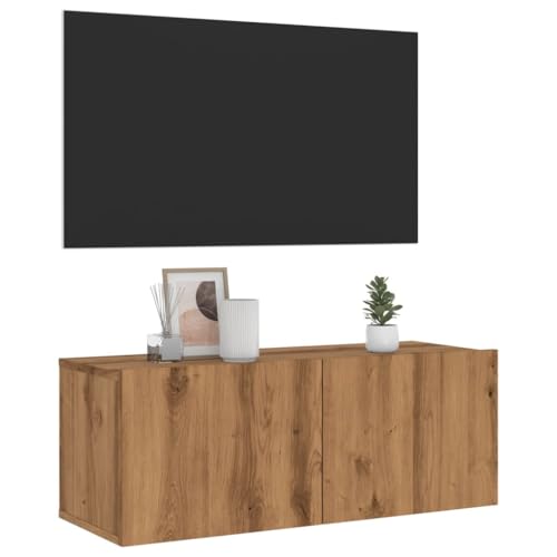 WKIEQACO Wandmontierter TV-Schrank, Artisan Eiche, 80 x 30 x 30 cm, Holzwerkstoff, Unterhaltungszentren und TV-Ständer von WKIEQACO