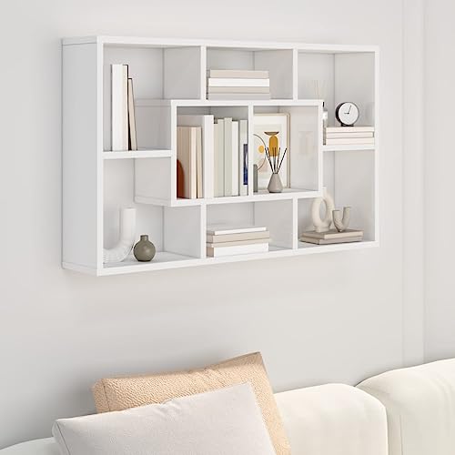 WKIEQACO Wandregal Hochglanz Weiß 85x16x52,5cm Holzschrank & Aufbewahrung WKIEQACO Wandregal Hochglanz Weiß 85x16x52,5cm Holzschrank & Aufbewahrung von WKIEQACO