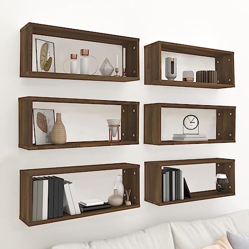WKIEQACO Wandregal Würfelregal 6 Stück Braun Eiche 60 x 15 x 23 cm Holzregal Wandregale & Leisten WKIEQACO Wandregal Würfelregal 6 Stück Braun Eiche 60 x 15 x 23 cm Holzregal Wandregale & Leisten von WKIEQACO