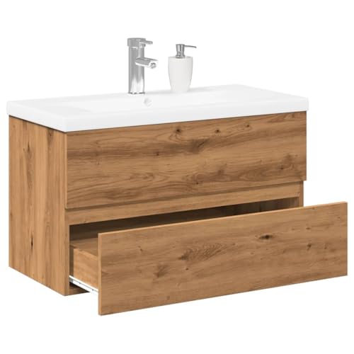 WKIEQACO Waschbeckenschrank mit eingebautem Waschbecken, Artisan OakCabinets & Storage Vanity Units Bathroom Vanity Units von WKIEQACO