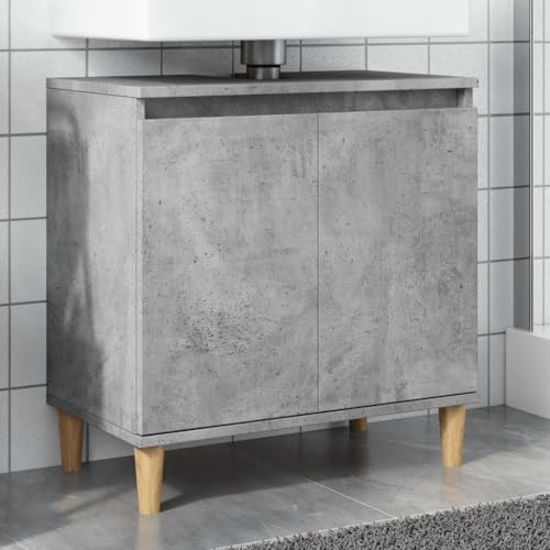 WKIEQACO Waschbeckenunterschrank, Betongrau, 58 x 33 x 60 cm, Holzwerkstoffschränke & Aufbewahrung, Waschtischunterschrank für Badezimmer WKIEQACO Waschbeckenunterschrank, Betongrau, 58 x 33 x 60 cm, Holzwerkstoffschränke & Aufbewahrung, Waschtischunterschrank für Badezimmer von WKIEQACO