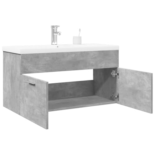 WKIEQACO Waschbeckenunterschrank mit Einbaubecken Beton GreySets Badezimmer-Sets von WKIEQACO