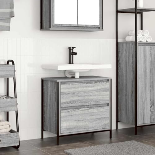 WKIEQACO Waschbeckenunterschrank mit Schubladen, Grau, Sonoma, 60 x 34,5 x 60 cm, Schränke & Aufbewahrung, Waschtischunterschrank für Badezimmer WKIEQACO Waschbeckenunterschrank mit Schubladen, Grau, Sonoma, 60 x 34,5 x 60 cm, Schränke & Aufbewahrung, Waschtischunterschrank für Badezimmer von WKIEQACO