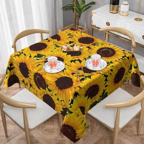Auslaufsichere, quadratische Tischdecke, 137 x 137 cm, dekorative Esszimmerabdeckung für Partys, Hochzeiten und Veranstaltungen im Freien, gelbe Sonnenblumen, Tischdecke, knitterfreie Auslaufsichere, quadratische Tischdecke, 137 x 137 cm, dekorative Esszimmerabdeckung für Partys, Hochzeiten und Veranstaltungen im Freien, gelbe Sonnenblumen, Tischdecke, knitterfreie von WKSGDSG