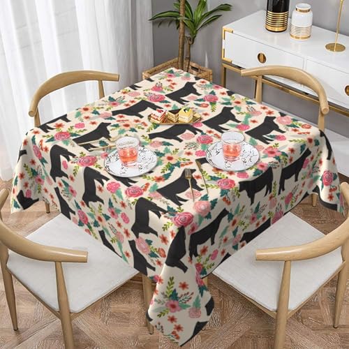 Auslaufsichere, quadratische Tischdecke, 137 x 137 cm, dekorative Esszimmerdecke für Partys, Hochzeiten und Veranstaltungen im Freien, Blumen-, Rinder-Tischdecken, knitterfreie Polyester-Tischwäsche von WKSGDSG