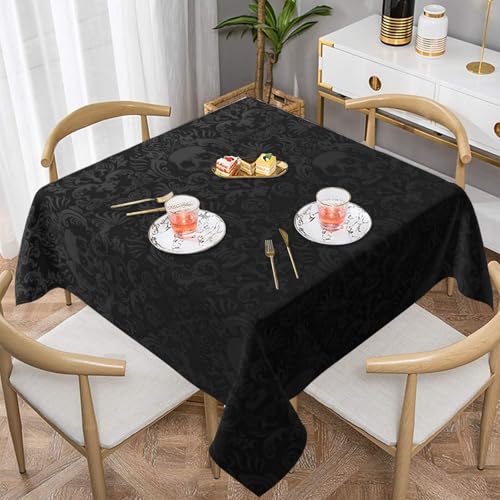 Auslaufsichere, quadratische Tischdecke, 137 x 137 cm, dekorative Esszimmerdecke für Partys, Hochzeiten und Veranstaltungen im Freien, Gothic-Tapete, Totenkopf-Tischdecken, knitterfreie Auslaufsichere, quadratische Tischdecke, 137 x 137 cm, dekorative Esszimmerdecke für Partys, Hochzeiten und Veranstaltungen im Freien, Gothic-Tapete, Totenkopf-Tischdecken, knitterfreie von WKSGDSG