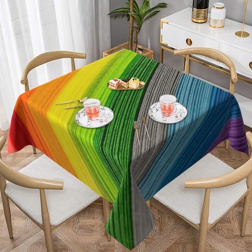 Auslaufsichere, quadratische Tischdecke, 137 x 137 cm, dekorative Esszimmerdecke für Partys, Hochzeiten und Veranstaltungen im Freien, Regenbogenfarben, gestreift, knitterfreie Polyester-Tischwäsche Auslaufsichere, quadratische Tischdecke, 137 x 137 cm, dekorative Esszimmerdecke für Partys, Hochzeiten und Veranstaltungen im Freien, Regenbogenfarben, gestreift, knitterfreie Polyester-Tischwäsche von WKSGDSG