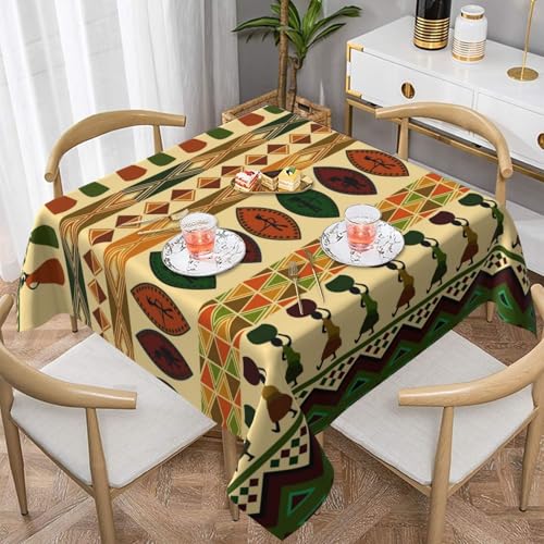 Auslaufsichere, quadratische Tischdecke, 137 x 137 cm, dekorative Esszimmerdecke für Partys, Hochzeiten und Veranstaltungen im Freien, afrikanische Tischdecken im Bohemia-Stil, knitterfreie von WKSGDSG