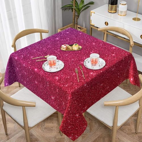 Auslaufsichere, quadratische Tischdecke, 137 x 137 cm, dekorative Esszimmerdecke für Partys, Hochzeiten und Veranstaltungen im Freien, glitzernde Tischdecken, knitterfreie Polyester-Tischdecke für von WKSGDSG