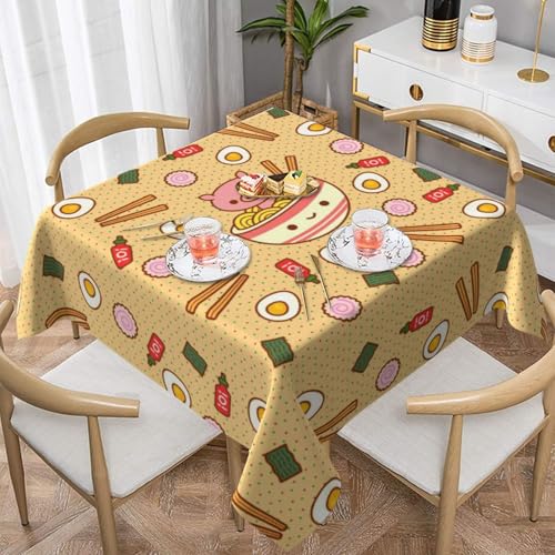 Auslaufsichere, quadratische Tischdecke, 137 x 137 cm, dekorative Esszimmerdecke für Partys, Hochzeiten und Veranstaltungen im Freien, köstliche süße Ramen-Tischdecken, knitterfreie von WKSGDSG