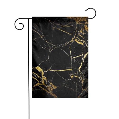 Doppelseitige Gartenflagge für den Außenbereich, 45 x 30 cm, goldfarbene schwarze Tapete, Allwetter-Dekoration für Terrasse, Rasen, Bauernhaus, lichtbeständig, Ferienhausflagge für Garten, Veranda Doppelseitige Gartenflagge für den Außenbereich, 45 x 30 cm, goldfarbene schwarze Tapete, Allwetter-Dekoration für Terrasse, Rasen, Bauernhaus, lichtbeständig, Ferienhausflagge für Garten, Veranda von WKSGDSG