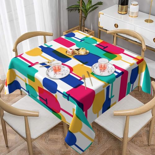 Farmhouse-Tischdecken für quadratische Tische, Cocktailgläser, Weinflaschen, Tischdecke für den Innen- und Außenbereich, abwischbar, waschbar, weiche Polyester-Tischdecke für Küche, Party, Bankett Farmhouse-Tischdecken für quadratische Tische, Cocktailgläser, Weinflaschen, Tischdecke für den Innen- und Außenbereich, abwischbar, waschbar, weiche Polyester-Tischdecke für Küche, Party, Bankett von WKSGDSG