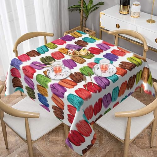 Farmhouse-Tischdecken für quadratische Tische, Gebäck mit Macaron-Keksgeschmack, Tischdecke für drinnen und draußen, abwischbar, waschbar, weiche Polyester-Tischdecke für Küche, Party, Bankett Farmhouse-Tischdecken für quadratische Tische, Gebäck mit Macaron-Keksgeschmack, Tischdecke für drinnen und draußen, abwischbar, waschbar, weiche Polyester-Tischdecke für Küche, Party, Bankett von WKSGDSG