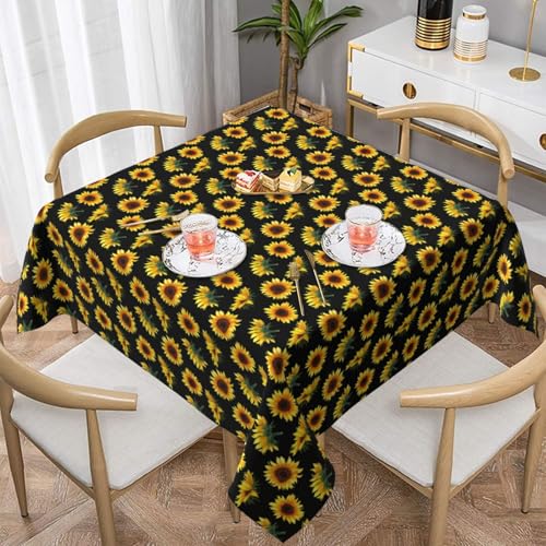 Farmhouse-Tischdecken für quadratische Tische, Sonnenblumen, Schwarz-Gelb, Tischdecke für drinnen und draußen, abwischbar, waschbar, weiche Polyester-Tischdecke für Küche, Party, Bankett Farmhouse-Tischdecken für quadratische Tische, Sonnenblumen, Schwarz-Gelb, Tischdecke für drinnen und draußen, abwischbar, waschbar, weiche Polyester-Tischdecke für Küche, Party, Bankett von WKSGDSG