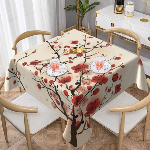 Farmhouse-Tischdecken für quadratische Tische, japanische Frühlingspflaumen-Tischdecken für drinnen und draußen, abwischbar, waschbar, weiche Polyester-Tischdecke für Küche, Party, Bankett Farmhouse-Tischdecken für quadratische Tische, japanische Frühlingspflaumen-Tischdecken für drinnen und draußen, abwischbar, waschbar, weiche Polyester-Tischdecke für Küche, Party, Bankett von WKSGDSG