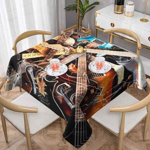 Quadratische Tischdecke, 137 x 137 cm, dekorative Esszimmerdecke für Partys, Hochzeiten und Veranstaltungen im Freien, magische E-Gitarre, Musik-Tischdecken, knitterfreie Polyester-Tischwäsche für Quadratische Tischdecke, 137 x 137 cm, dekorative Esszimmerdecke für Partys, Hochzeiten und Veranstaltungen im Freien, magische E-Gitarre, Musik-Tischdecken, knitterfreie Polyester-Tischwäsche für von WKSGDSG