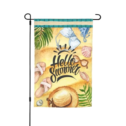WKSGDSG Doppelseitige Gartenflaggen für Outdoor-Dekoration, 45 x 30 cm, strapazierfähiges Polyester, Hofbanner, Hallo Sommer, Strand, Gartenflaggen, wetterbeständig, Terrassen-Wimpel für Veranda WKSGDSG Doppelseitige Gartenflaggen für Outdoor-Dekoration, 45 x 30 cm, strapazierfähiges Polyester, Hofbanner, Hallo Sommer, Strand, Gartenflaggen, wetterbeständig, Terrassen-Wimpel für Veranda von WKSGDSG