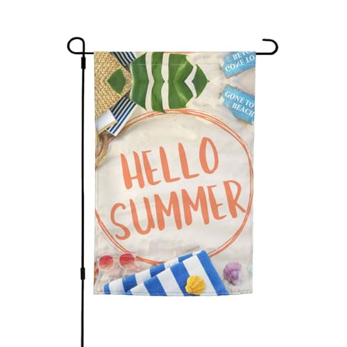 WKSGDSG Doppelseitige Gartenflaggen für Outdoor-Dekoration, 45 x 30 cm, strapazierfähiges Polyester, Hofbanner, Hallo Sommer, Strand, Gartenflaggen, wetterbeständig, Terrassen-Wimpel für Veranda WKSGDSG Doppelseitige Gartenflaggen für Outdoor-Dekoration, 45 x 30 cm, strapazierfähiges Polyester, Hofbanner, Hallo Sommer, Strand, Gartenflaggen, wetterbeständig, Terrassen-Wimpel für Veranda von WKSGDSG