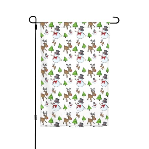 WKSGDSG Doppelseitige Gartenflaggen für Outdoor-Dekoration, 45 x 30 cm, strapazierfähiges Polyester-Hofbanner, Merry Christmas Happy Garden Flaggen, wetterbeständig, Terrassen-Wimpel für Veranda von WKSGDSG
