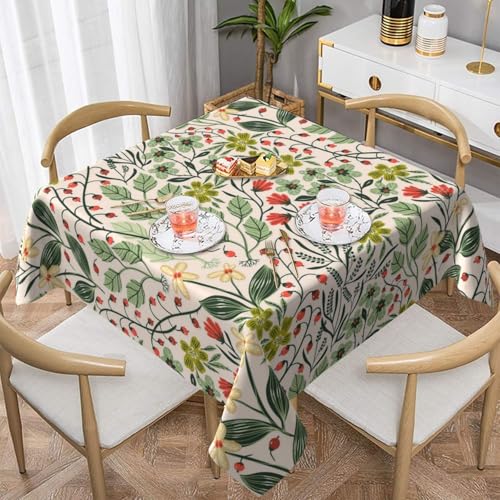 WKSGDSG Farmhouse-Tischdecken für quadratische Tische, Blumen-Tischdecken für drinnen und draußen, abwischbar, waschbar, weiche Polyester-Tischdecke für Küche, Party, Bankett, Heimdekoration, 137 x von WKSGDSG