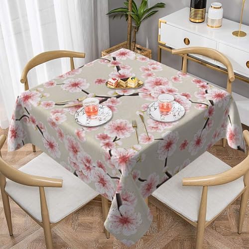 WKSGDSG Farmhouse-Tischdecken für quadratische Tische, Kirschblüten-Tischdecken für drinnen und draußen, abwischbar, waschbar, weiche Polyester-Tischdecke für Küche, Party, Bankett, Heimdekoration WKSGDSG Farmhouse-Tischdecken für quadratische Tische, Kirschblüten-Tischdecken für drinnen und draußen, abwischbar, waschbar, weiche Polyester-Tischdecke für Küche, Party, Bankett, Heimdekoration von WKSGDSG