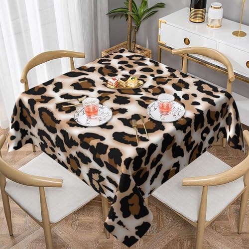 WKSGDSG Farmhouse-Tischdecken für quadratische Tische, Leopardenmuster, Tischdecke für drinnen und draußen, abwischbar, waschbar, weiche Polyester-Tischdecke für Küche, Party, Bankett, Heimdekoration von WKSGDSG