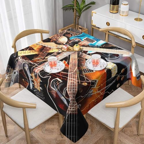 WKSGDSG Farmhouse-Tischdecken für quadratische Tische, Musikgitarre, Tischdecken für drinnen und draußen, abwischbar, waschbar, weiche Polyester-Tischdecke für Küche, Party, Bankett, Heimdekoration WKSGDSG Farmhouse-Tischdecken für quadratische Tische, Musikgitarre, Tischdecken für drinnen und draußen, abwischbar, waschbar, weiche Polyester-Tischdecke für Küche, Party, Bankett, Heimdekoration von WKSGDSG