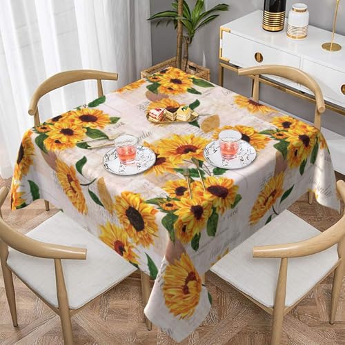 WKSGDSG Farmhouse-Tischdecken für quadratische Tische, Sonnenblumen-Tischdecken für drinnen und draußen, abwischbar, waschbar, weiche Polyester-Tischdecke für Küche, Party, Bankett, Heimdekoration WKSGDSG Farmhouse-Tischdecken für quadratische Tische, Sonnenblumen-Tischdecken für drinnen und draußen, abwischbar, waschbar, weiche Polyester-Tischdecke für Küche, Party, Bankett, Heimdekoration von WKSGDSG