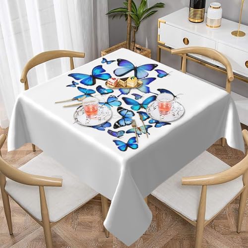 WKSGDSG Farmhouse-Tischdecken für quadratische Tische, blaue Schmetterling-Tischdecken für drinnen und draußen, abwischbar, waschbar, weiche Polyester-Tischdecke für Küche, Party, Bankett WKSGDSG Farmhouse-Tischdecken für quadratische Tische, blaue Schmetterling-Tischdecken für drinnen und draußen, abwischbar, waschbar, weiche Polyester-Tischdecke für Küche, Party, Bankett von WKSGDSG