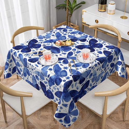 WKSGDSG Farmhouse-Tischdecken für quadratische Tische, blaue Schmetterlinge, Tischdecke für drinnen und draußen, abwischbar, waschbar, weiche Polyester-Tischdecke für Küche, Party, Bankett WKSGDSG Farmhouse-Tischdecken für quadratische Tische, blaue Schmetterlinge, Tischdecke für drinnen und draußen, abwischbar, waschbar, weiche Polyester-Tischdecke für Küche, Party, Bankett von WKSGDSG
