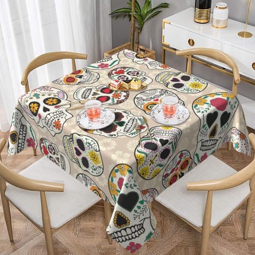 WKSGDSG Farmhouse-Tischdecken für quadratische Tische, mexikanischer Totenkopf-Tischdecken für drinnen und draußen, abwischbar, waschbar, weiche Polyester-Tischdecke für Küche, Party, Bankett WKSGDSG Farmhouse-Tischdecken für quadratische Tische, mexikanischer Totenkopf-Tischdecken für drinnen und draußen, abwischbar, waschbar, weiche Polyester-Tischdecke für Küche, Party, Bankett von WKSGDSG