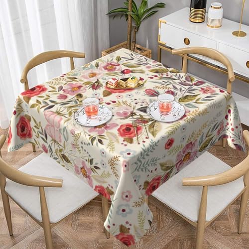 WKSGDSG Farmhouse-Tischdecken für quadratische Tische, moderne Blumen-Tischdecken für drinnen und draußen, abwischbar, waschbar, weiche Polyester-Tischdecke für Küche, Party, Bankett, Heimdekoration von WKSGDSG