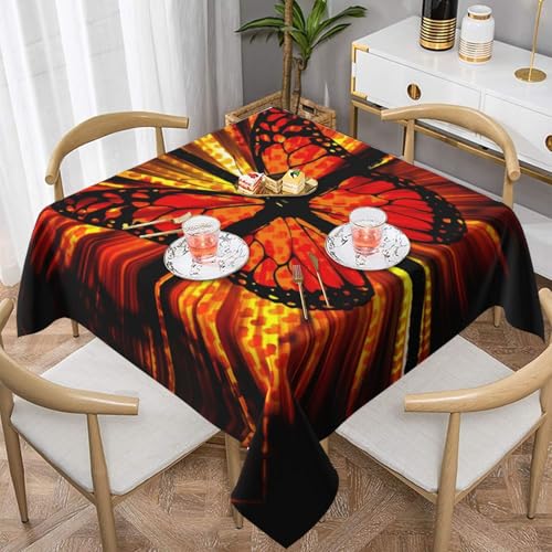 WKSGDSG Farmhouse-Tischdecken für quadratische Tische, orangefarbene Schmetterling-Tischdecken für drinnen und draußen, abwischbar, waschbar, weiche Polyester-Tischdecke für Küche, Party, Bankett WKSGDSG Farmhouse-Tischdecken für quadratische Tische, orangefarbene Schmetterling-Tischdecken für drinnen und draußen, abwischbar, waschbar, weiche Polyester-Tischdecke für Küche, Party, Bankett von WKSGDSG