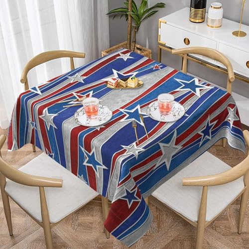 WKSGDSG Farmhouse-Tischdecken für quadratische Tische, patriotische Sterne, Tischdecke für drinnen und draußen, abwischbar, waschbar, weiche Polyester-Tischdecke für Küche, Party, Bankett WKSGDSG Farmhouse-Tischdecken für quadratische Tische, patriotische Sterne, Tischdecke für drinnen und draußen, abwischbar, waschbar, weiche Polyester-Tischdecke für Küche, Party, Bankett von WKSGDSG