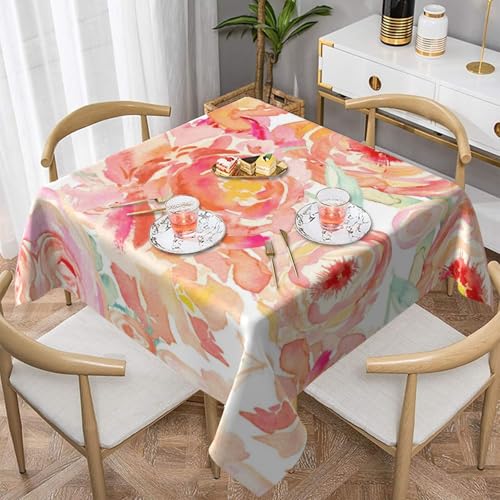 WKSGDSG Farmhouse-Tischdecken für quadratische Tische, pfirsichfarbene Pfingstrosen, Tischdecke für drinnen und draußen, abwischbar, waschbar, weiche Polyester-Tischdecke für Küche, Party, Bankett WKSGDSG Farmhouse-Tischdecken für quadratische Tische, pfirsichfarbene Pfingstrosen, Tischdecke für drinnen und draußen, abwischbar, waschbar, weiche Polyester-Tischdecke für Küche, Party, Bankett von WKSGDSG