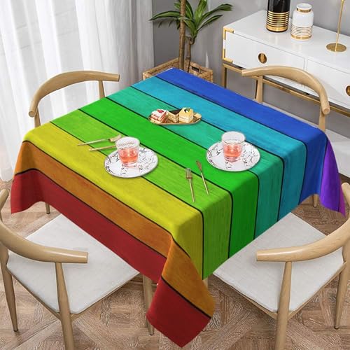 WKSGDSG Farmhouse-Tischdecken für quadratische Tische, regenbogenfarbene Holz-Tischdecken für drinnen und draußen, abwischbar, waschbar, weiche Polyester-Tischdecke für Küche, Party, Bankett WKSGDSG Farmhouse-Tischdecken für quadratische Tische, regenbogenfarbene Holz-Tischdecken für drinnen und draußen, abwischbar, waschbar, weiche Polyester-Tischdecke für Küche, Party, Bankett von WKSGDSG