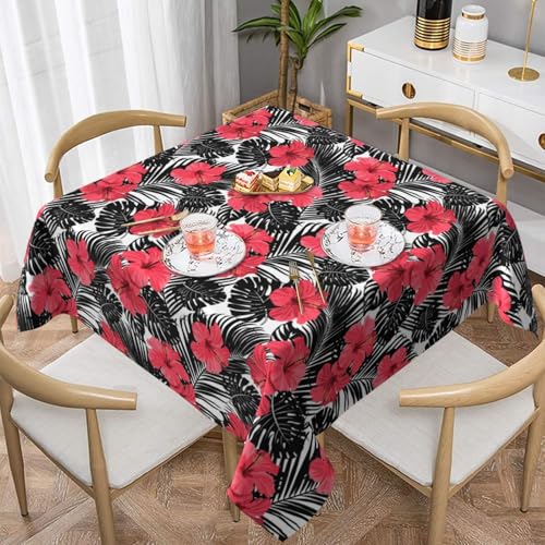 WKSGDSG Farmhouse-Tischdecken für quadratische Tische, roter Hibiskus-Tischdecken für drinnen und draußen, abwischbar, waschbar, weiche Polyester-Tischdecke für Küche, Party, Bankett, Heimdekoration WKSGDSG Farmhouse-Tischdecken für quadratische Tische, roter Hibiskus-Tischdecken für drinnen und draußen, abwischbar, waschbar, weiche Polyester-Tischdecke für Küche, Party, Bankett, Heimdekoration von WKSGDSG