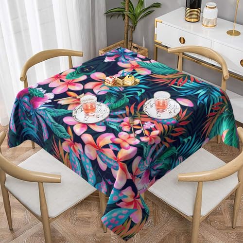 WKSGDSG Farmhouse-Tischdecken für quadratische Tische, tropische Blumen, Tischdecke für drinnen und draußen, abwischbar, waschbar, weiche Polyester-Tischdecke für Küche, Party, Bankett, Heimdekoration von WKSGDSG