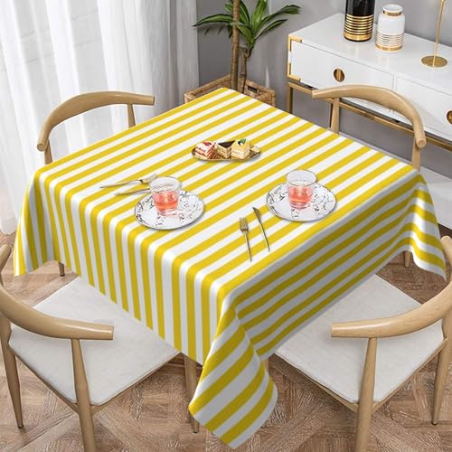 WKSGDSG Farmhouse-Tischdecken für quadratische Tische, zitronengelb gestreift, Tischdecke für drinnen und draußen, abwischbar, waschbar, weiche Polyester-Tischdecke für Küche, Party, Bankett WKSGDSG Farmhouse-Tischdecken für quadratische Tische, zitronengelb gestreift, Tischdecke für drinnen und draußen, abwischbar, waschbar, weiche Polyester-Tischdecke für Küche, Party, Bankett von WKSGDSG