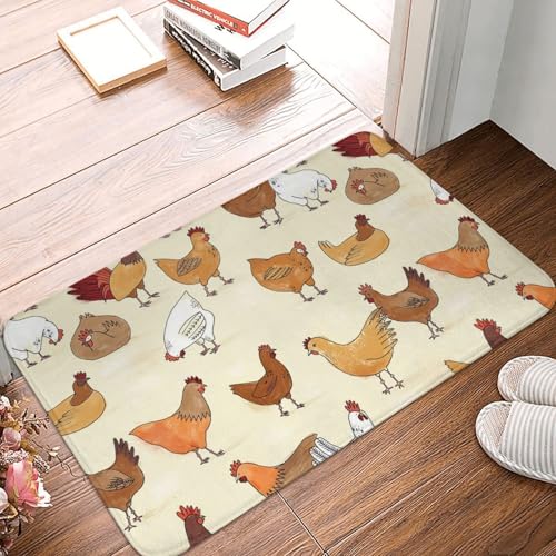 WKSGDSG Rutschfeste Flanell-Fußmatte, 60 x 40 cm, super saugfähig, Hühner-Fußmatten, rutschfest, dick, Willkommensmatte für Vorder- und Hintertür, Garage, Terrasse und Innenbereich WKSGDSG Rutschfeste Flanell-Fußmatte, 60 x 40 cm, super saugfähig, Hühner-Fußmatten, rutschfest, dick, Willkommensmatte für Vorder- und Hintertür, Garage, Terrasse und Innenbereich von WKSGDSG