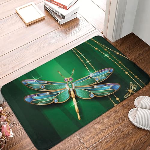 WKSGDSG Rutschfeste Flanell-Fußmatte, 60 x 40 cm, super saugfähig, mit Schmucksteinen, Libellen-Fußmatten, rutschfeste, dicke Willkommensmatte für Vorder- und Hintertür, Garage, Terrasse und WKSGDSG Rutschfeste Flanell-Fußmatte, 60 x 40 cm, super saugfähig, mit Schmucksteinen, Libellen-Fußmatten, rutschfeste, dicke Willkommensmatte für Vorder- und Hintertür, Garage, Terrasse und von WKSGDSG