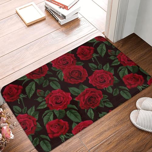 WKSGDSG Rutschfeste Flanell-Fußmatte, 60 x 40 cm, super saugfähig, rote Rose, Fußmatten, rutschfest, dick, Willkommensmatte für Vorder- und Hintertür, Garage, Terrasse und Innenbereich WKSGDSG Rutschfeste Flanell-Fußmatte, 60 x 40 cm, super saugfähig, rote Rose, Fußmatten, rutschfest, dick, Willkommensmatte für Vorder- und Hintertür, Garage, Terrasse und Innenbereich von WKSGDSG